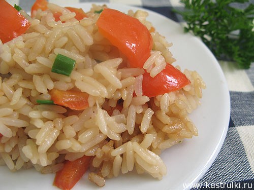 Острый рис с овощами