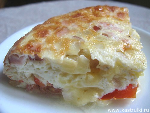 Омлет с ветчиной, сыром и помидорами